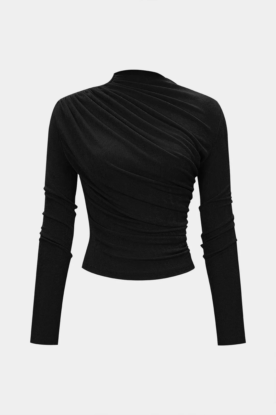 Ruched Wrinkle Long Sleeve Top - Image 5