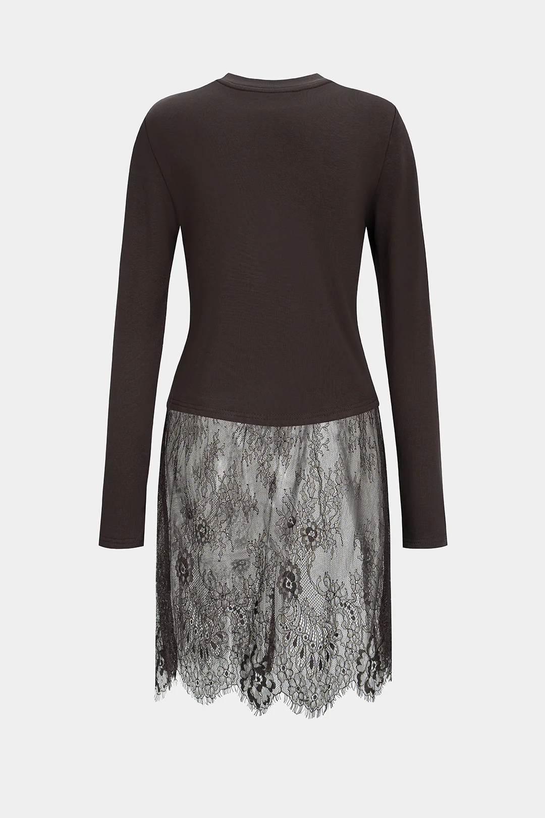 Lace Patchwork Shoulder Pads Long-Sleeve Top - Image 2
