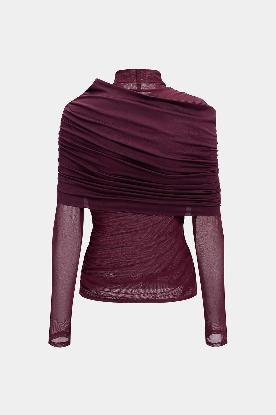 Ruched Mesh Long-Sleeve Top - Image 2