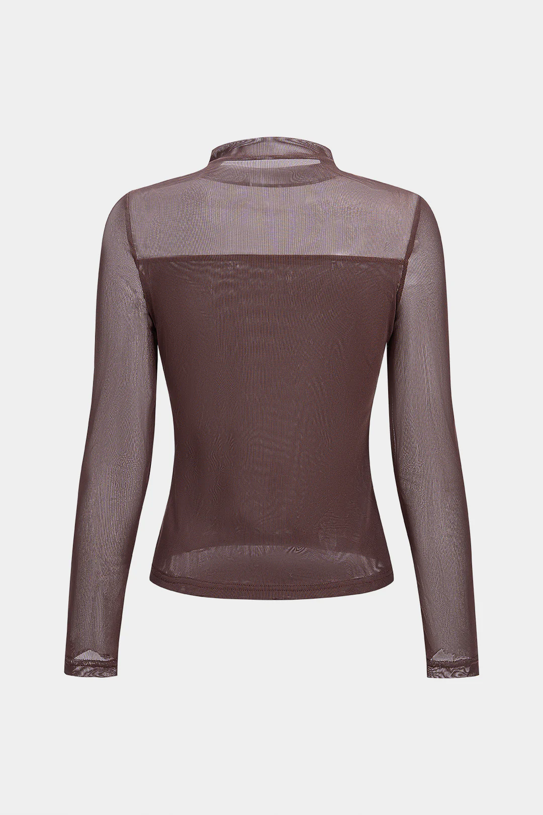Mesh Patchwork Chiffon Mock Neck Long-Sleeve Top - Image 2
