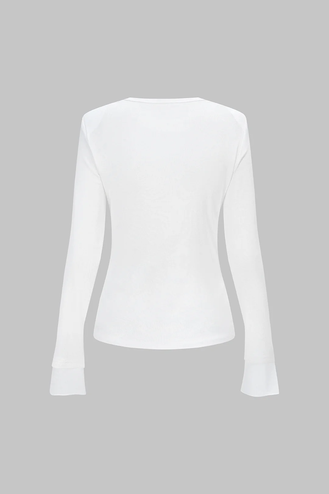Round Neck Ruched Long-Sleeve Top - Image 2