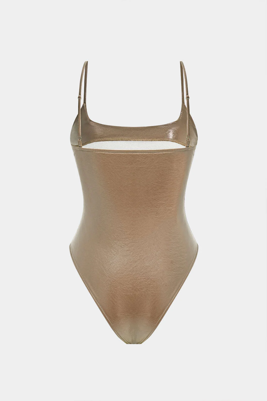 Basic Solid Faux Leather Bodysuit - Image 14
