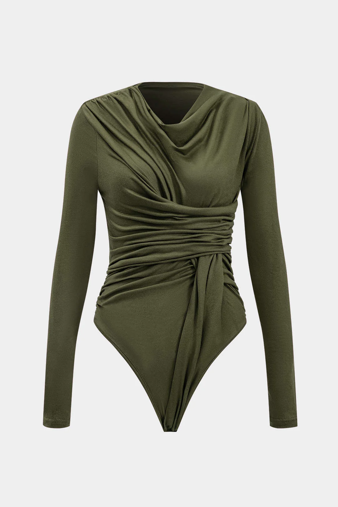 Knit Ruched Long Sleeve Bodysuit - Image 6