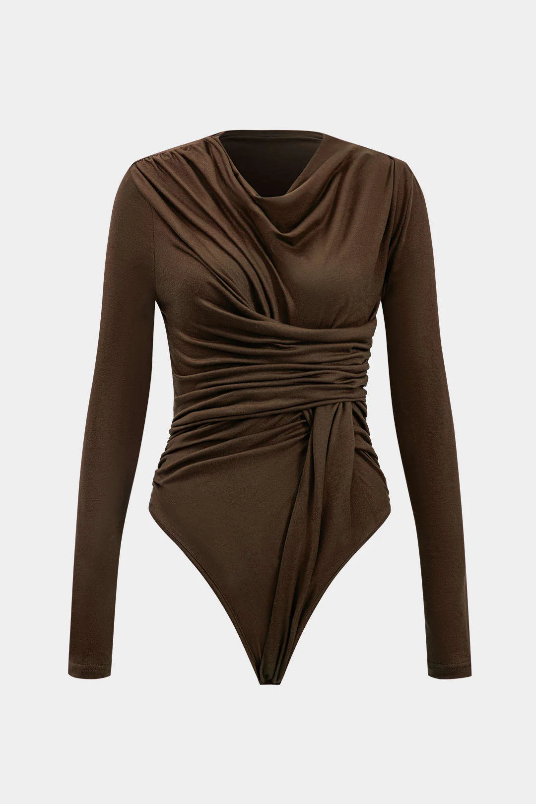 Knit Ruched Long Sleeve Bodysuit - Image 8