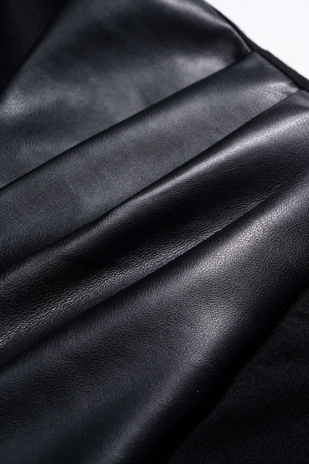 Faux Leather Crossed V-Neck Long Sleeve Bodysuit - Image 3