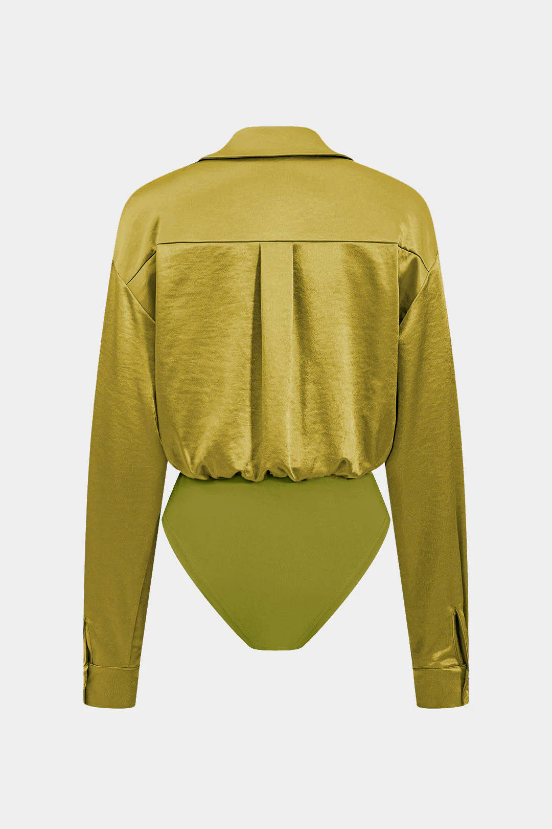 Patchwork Long Sleeve Satin Bodysuit - Image 5