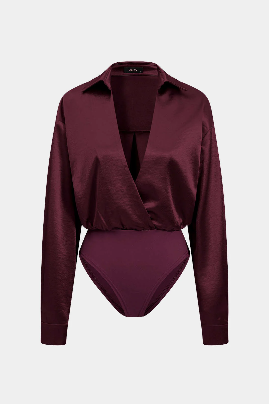 Patchwork Long Sleeve Satin Bodysuit - Image 6