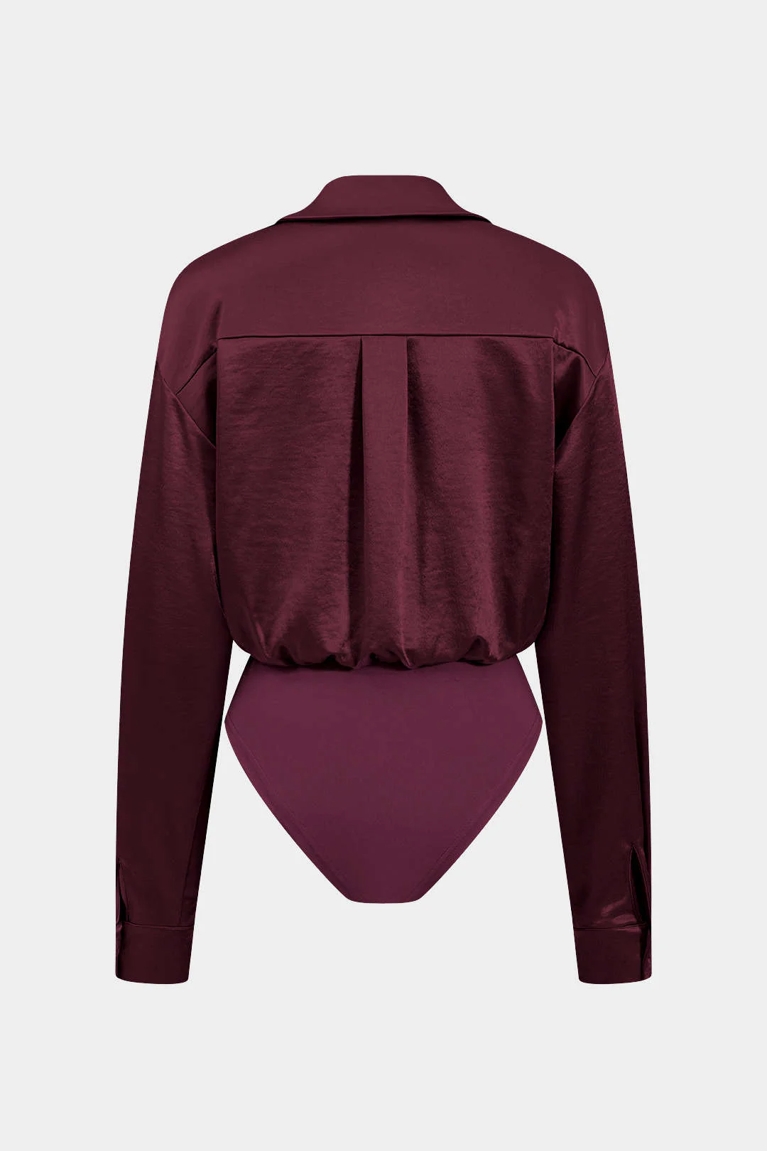 Patchwork Long Sleeve Satin Bodysuit - Image 7