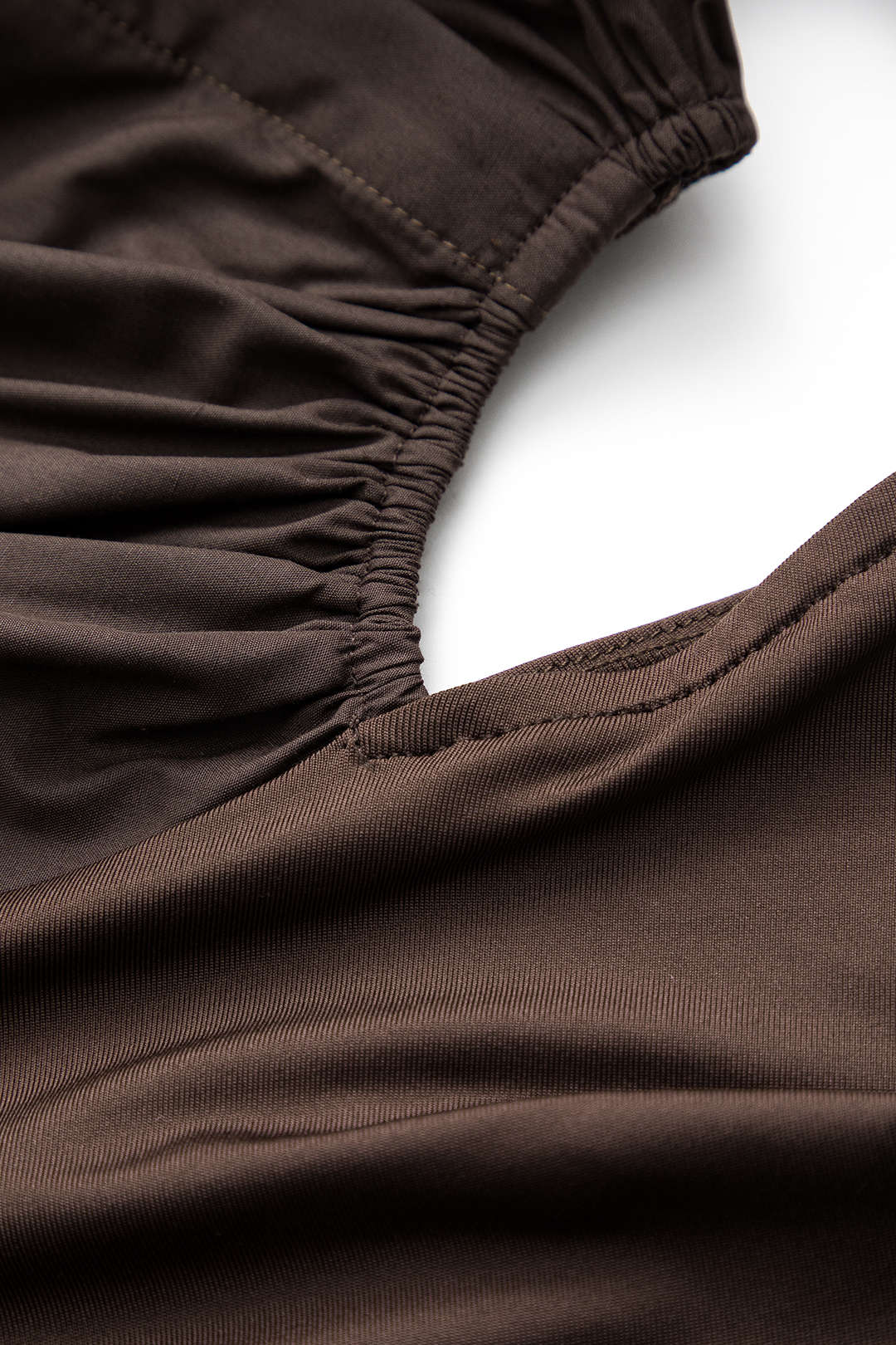 Asymmetry Patchwork Ruched Cut Out Long Sleeve Bodysuit - Image 6