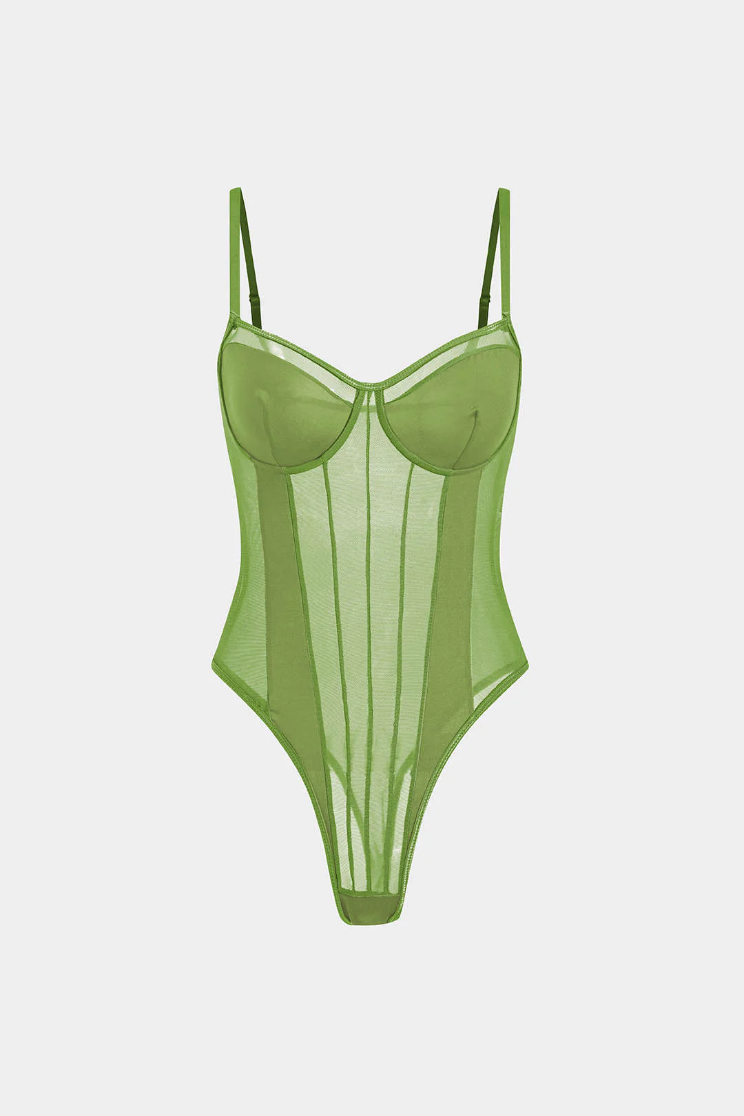 Mesh Backless Sheer Patchwork Corset Slip Bodysuit - Image 15