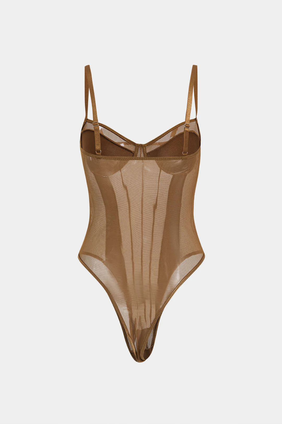 Mesh Backless Sheer Patchwork Corset Slip Bodysuit - Image 2