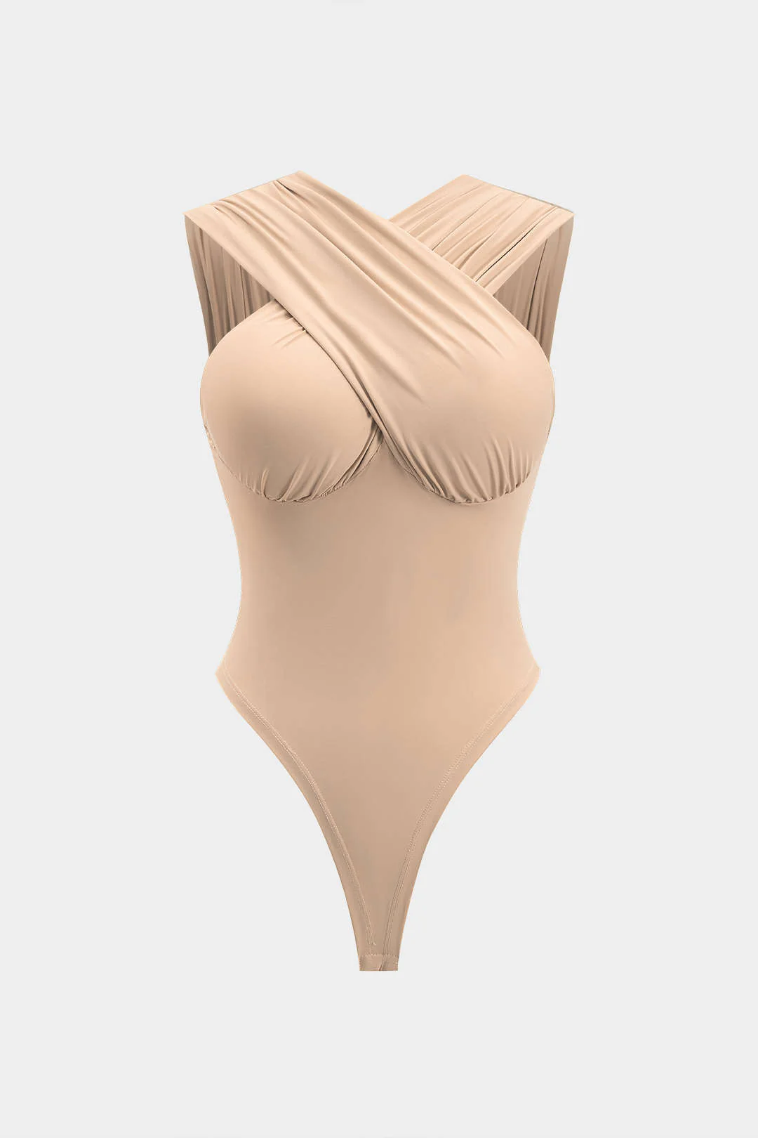 Ruched Crossed Backless Bustier Bodysuit - Image 10