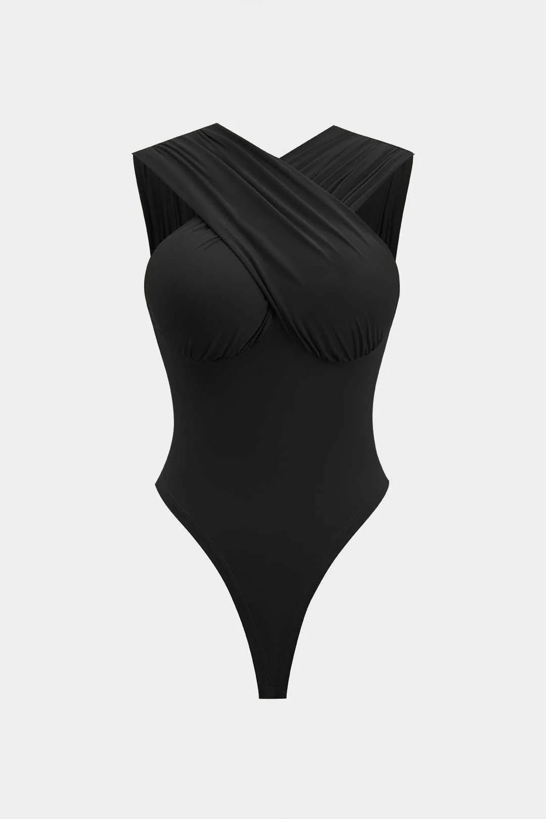 Ruched Crossed Backless Bustier Bodysuit - Image 8