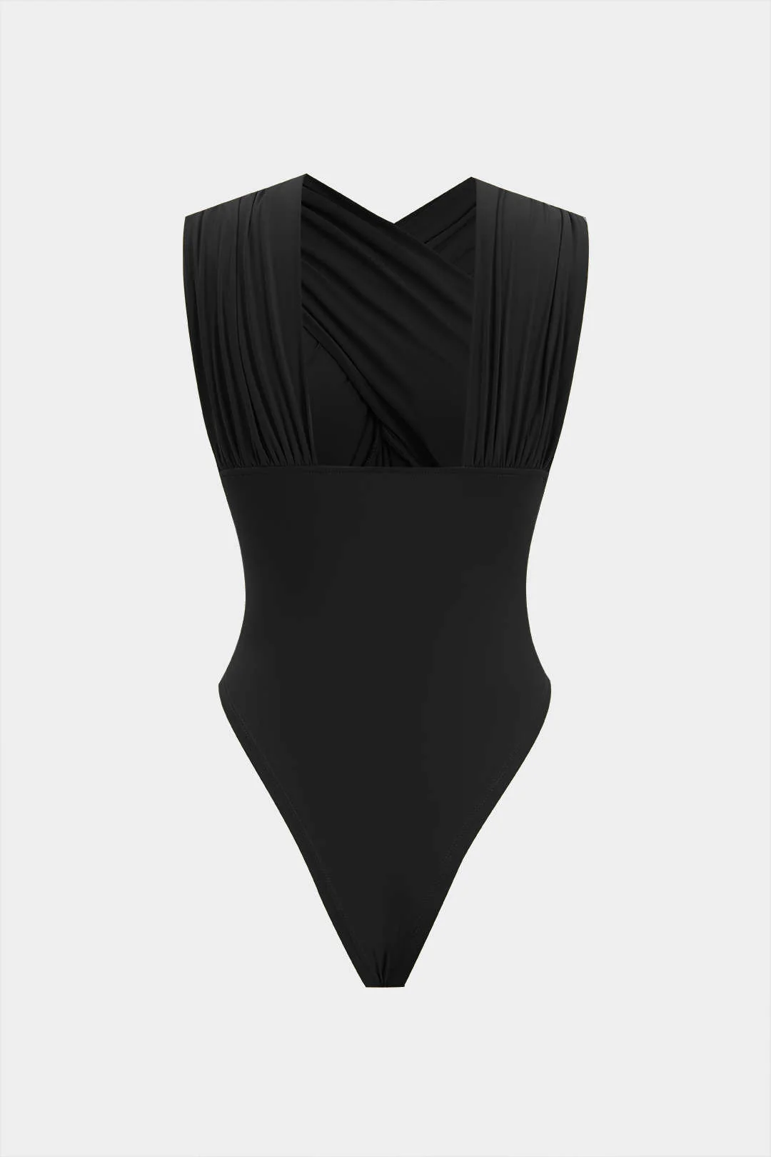 Ruched Crossed Backless Bustier Bodysuit - Image 9