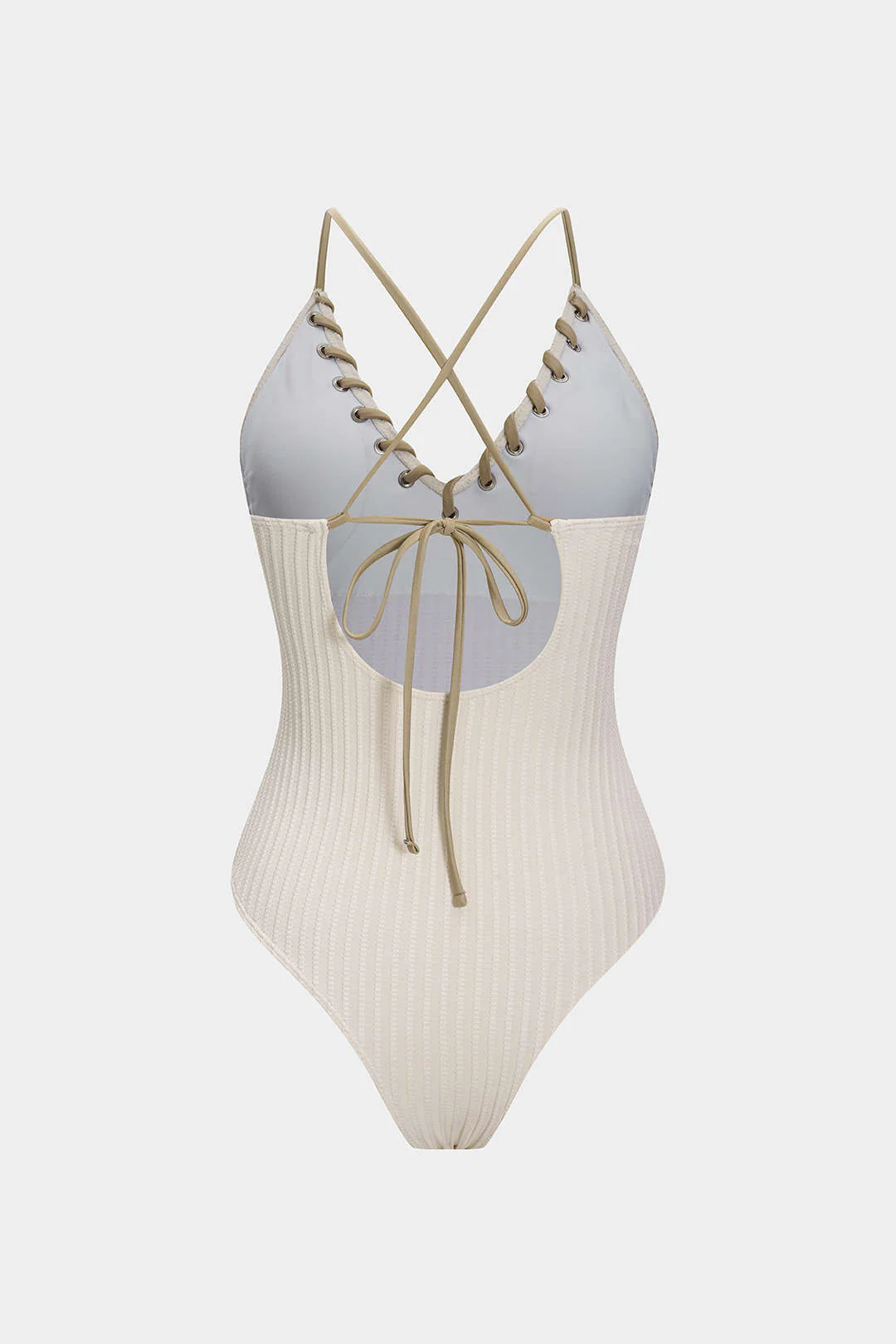 Contrast Whipstitching Tie Back Sleeveless Slip Bodysuit - Image 2