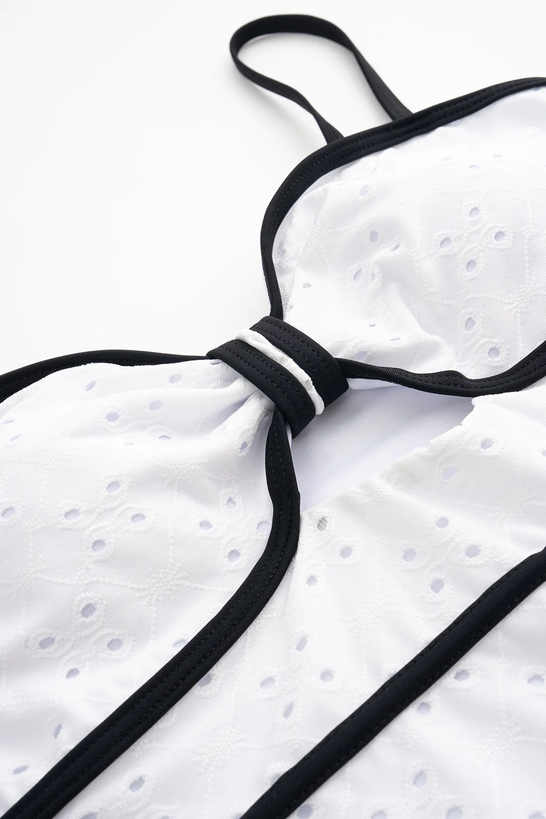 Embroidery Hollow Out One-Piece Swimsuit - Image 3