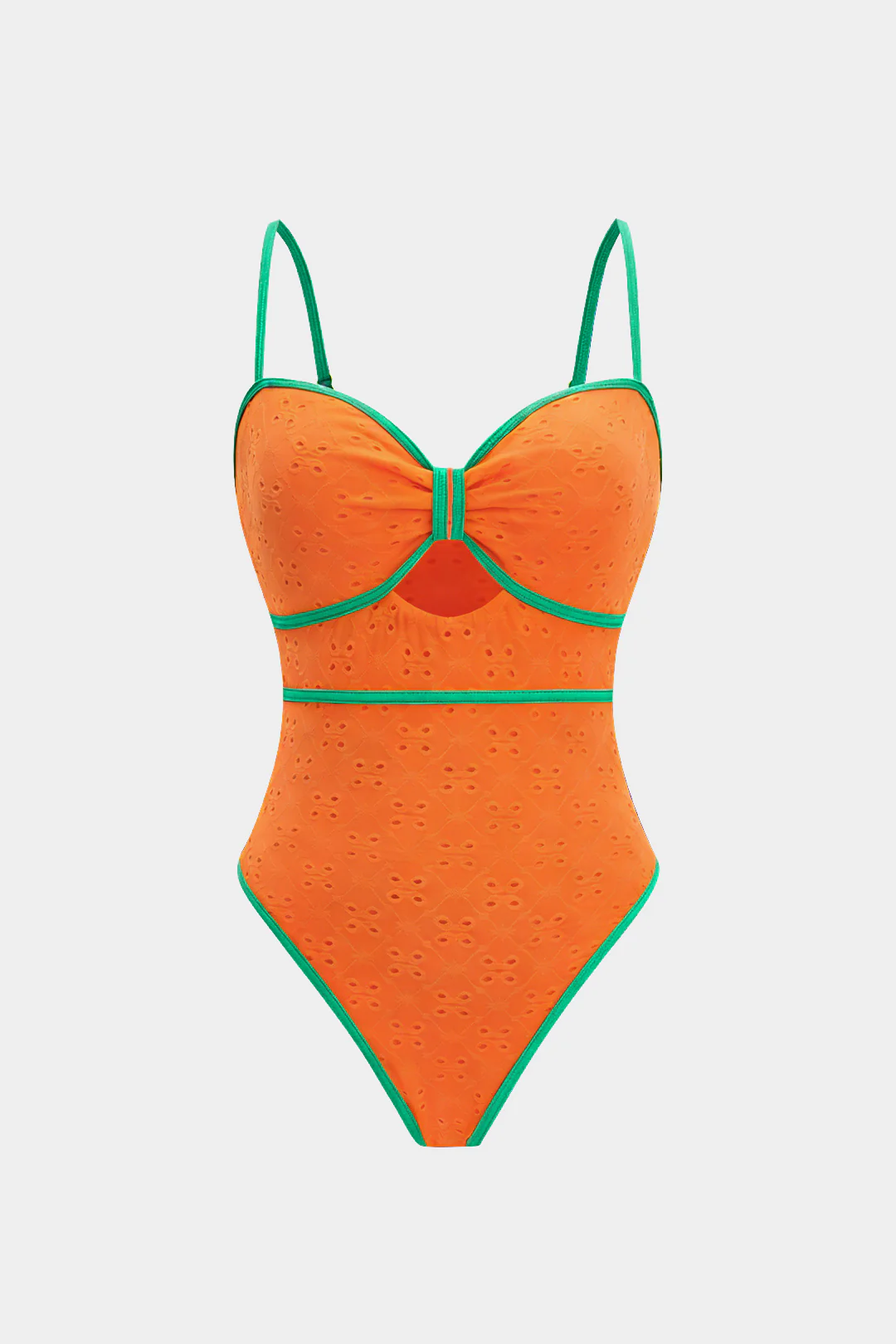 Embroidery Hollow Out One-Piece Swimsuit - Image 5