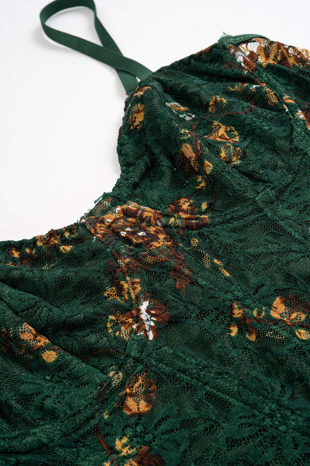 Floral Print Embroidery Bustier Corset Slip Sleeveless Bodysuit - Image 3