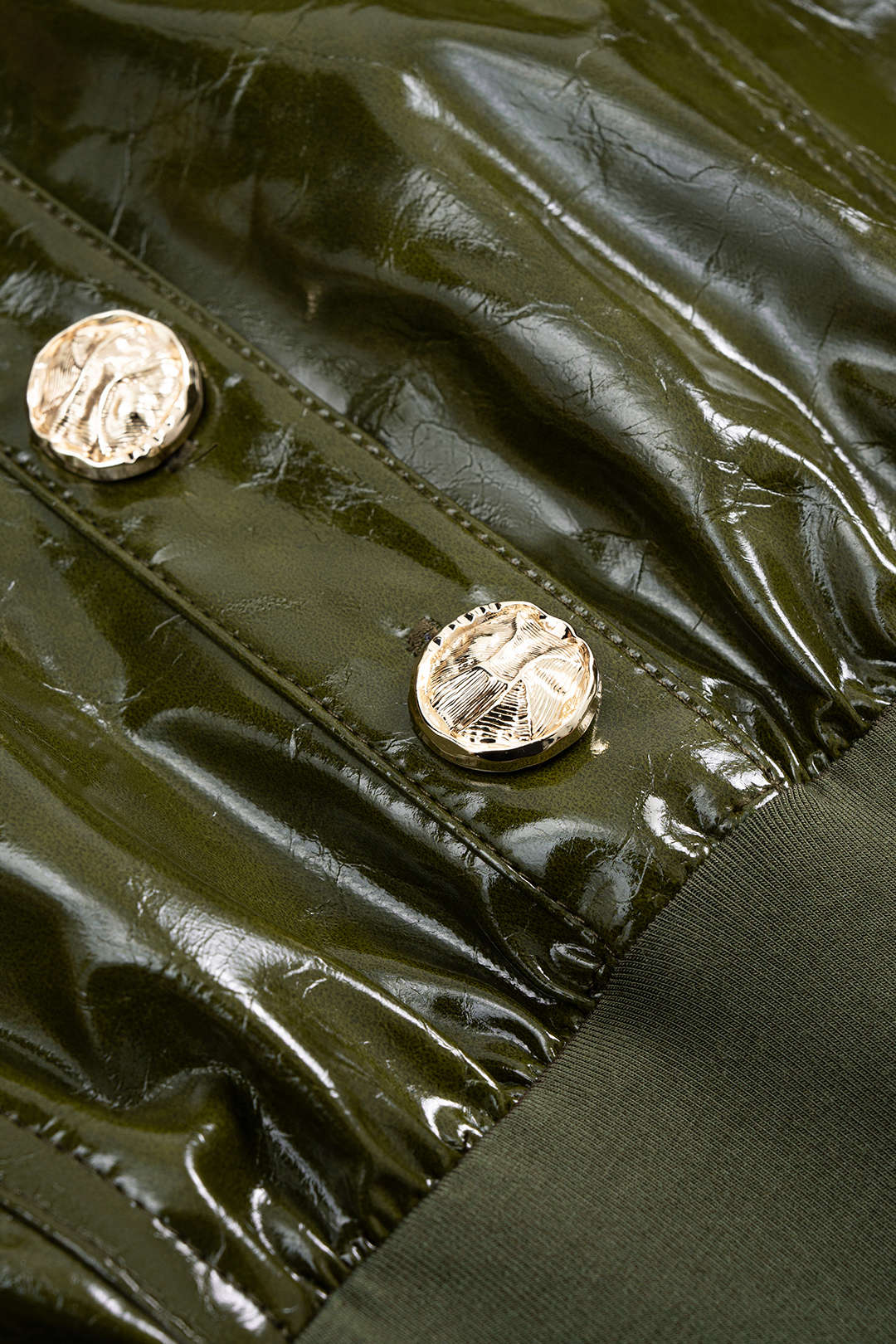 Faux Leather Button Patchwork Tank Sleeveless Bodysuit - Image 3