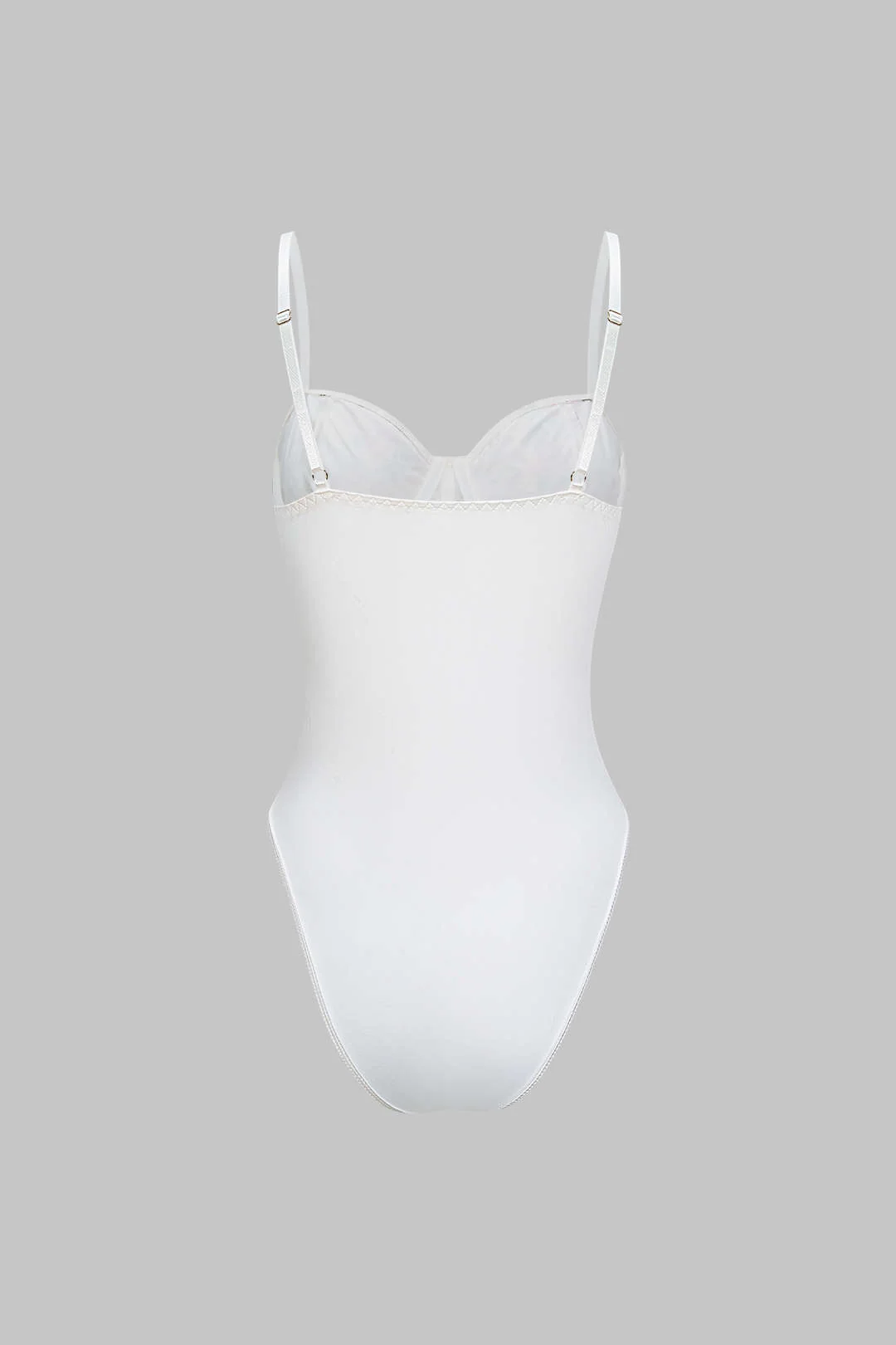 Floral Print Sheer Slip Underwire Sleeveless Bodysuit - Image 2