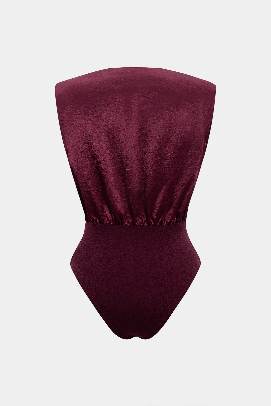 Satin Patchwork Metallic Decor V-Neck Sleeveless Bodysuit - Image 2