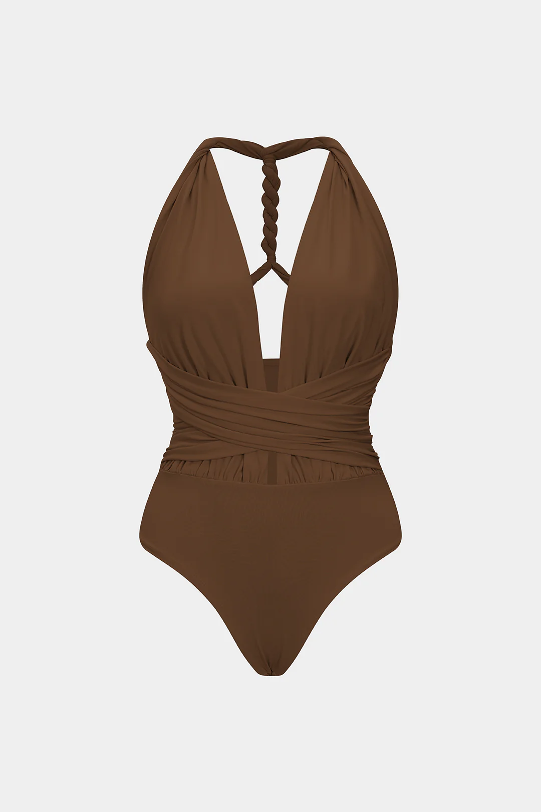 Ruched V-Neck Twist Knot Crossed Sleeveless Bodysuit - Image 5