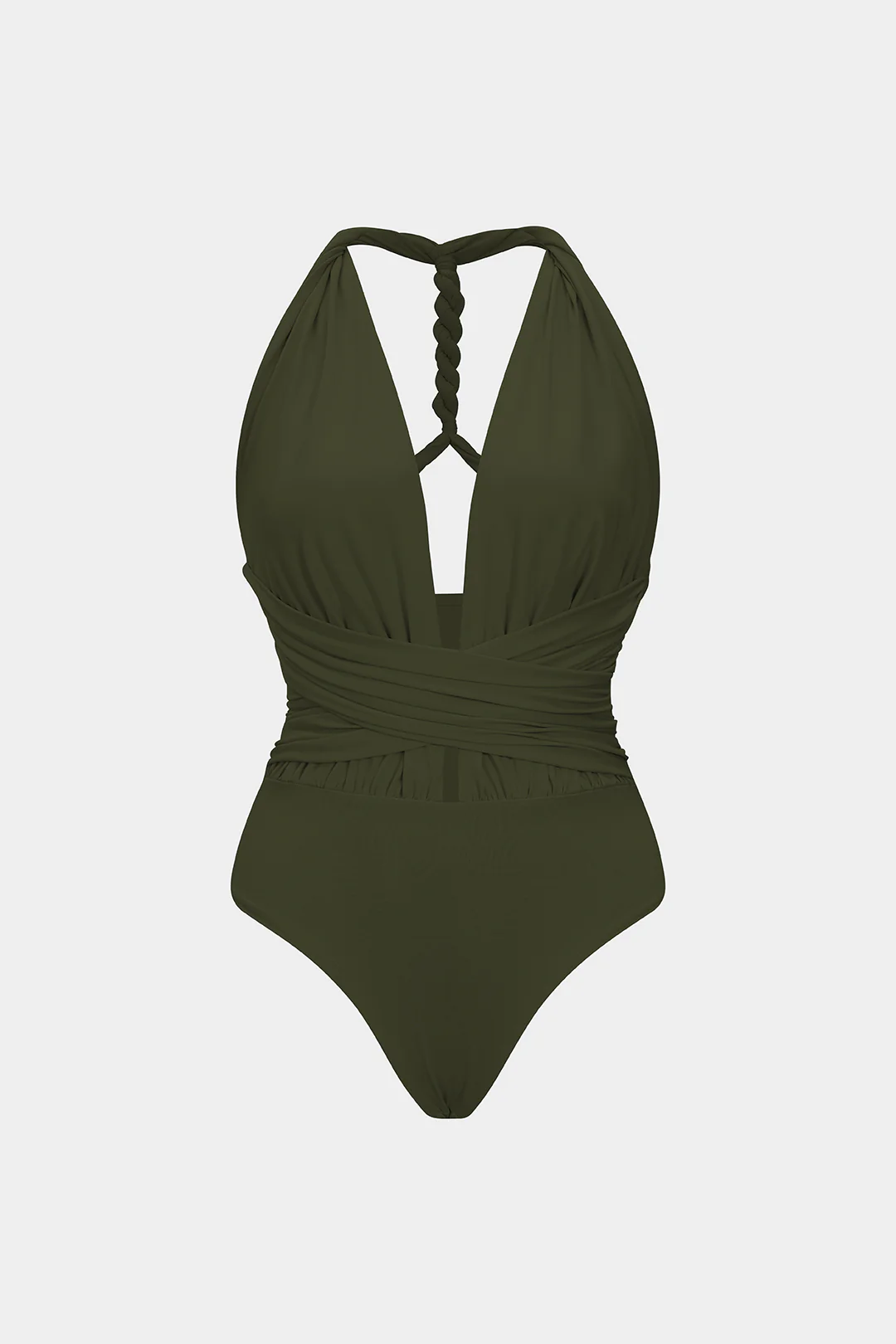 Ruched V-Neck Twist Knot Crossed Sleeveless Bodysuit - Image 6