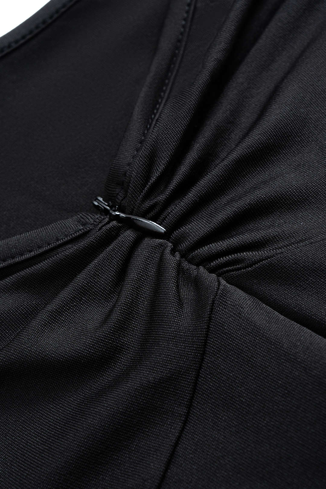 Solid Ruched Zipper Sleeveless Bodysuit - Image 3