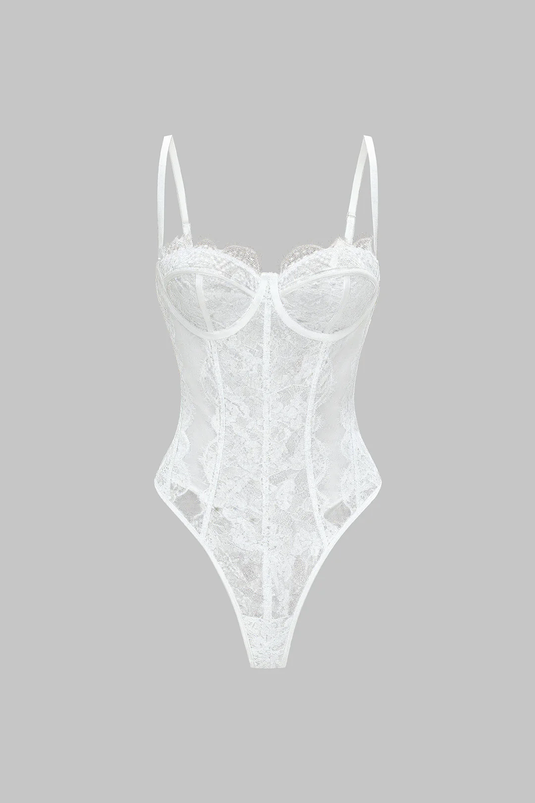 Mesh Sheer Patchwork Bustier Corset Slip Sleeveless Bodysuit - Image 11