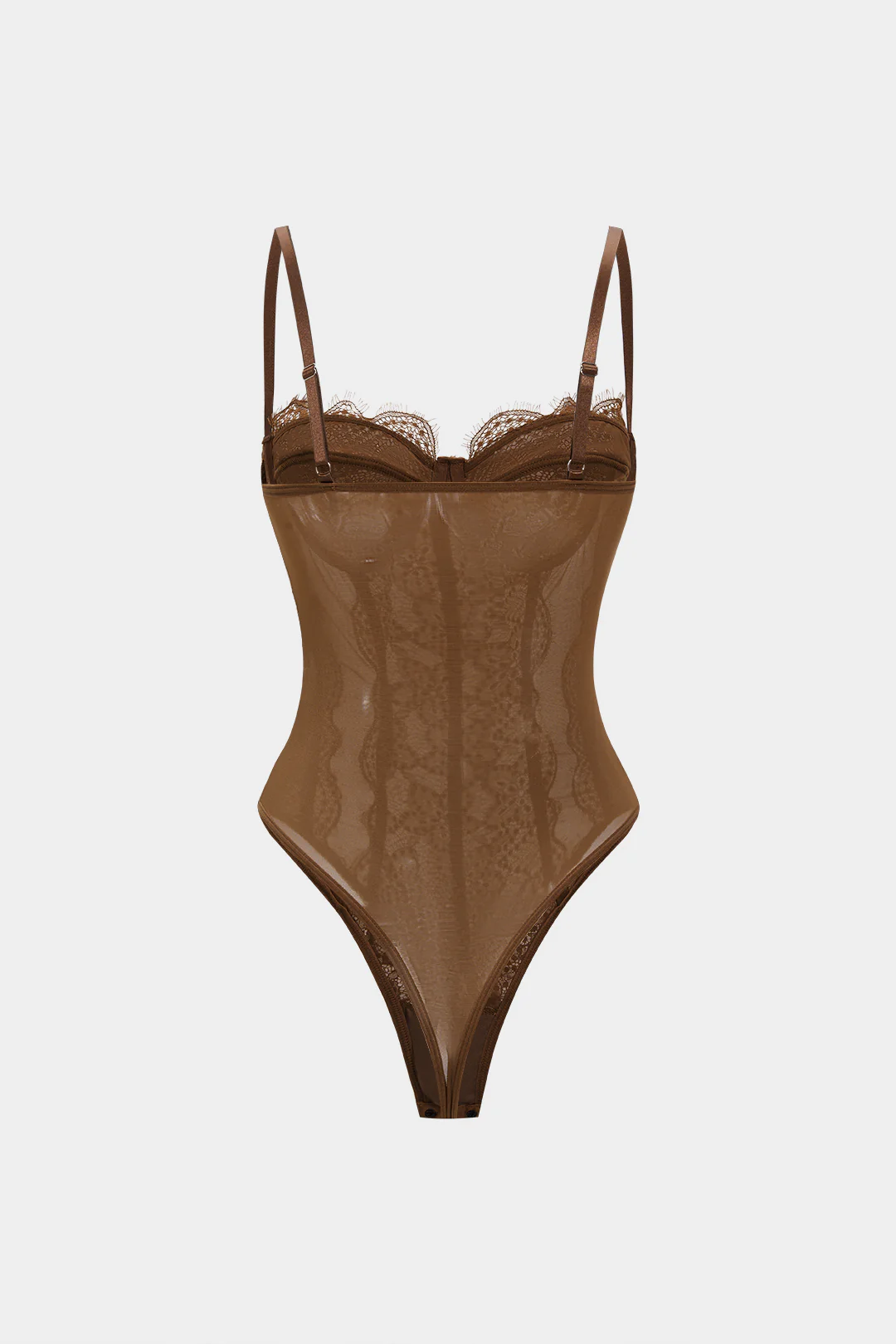 Mesh Sheer Patchwork Bustier Corset Slip Sleeveless Bodysuit - Image 2