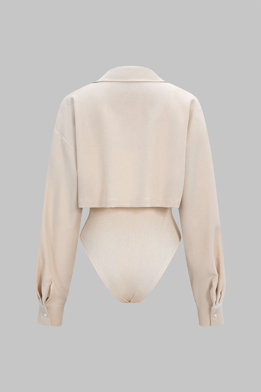 Patchwork Button Long Sleeve Bodysuit - Image 2
