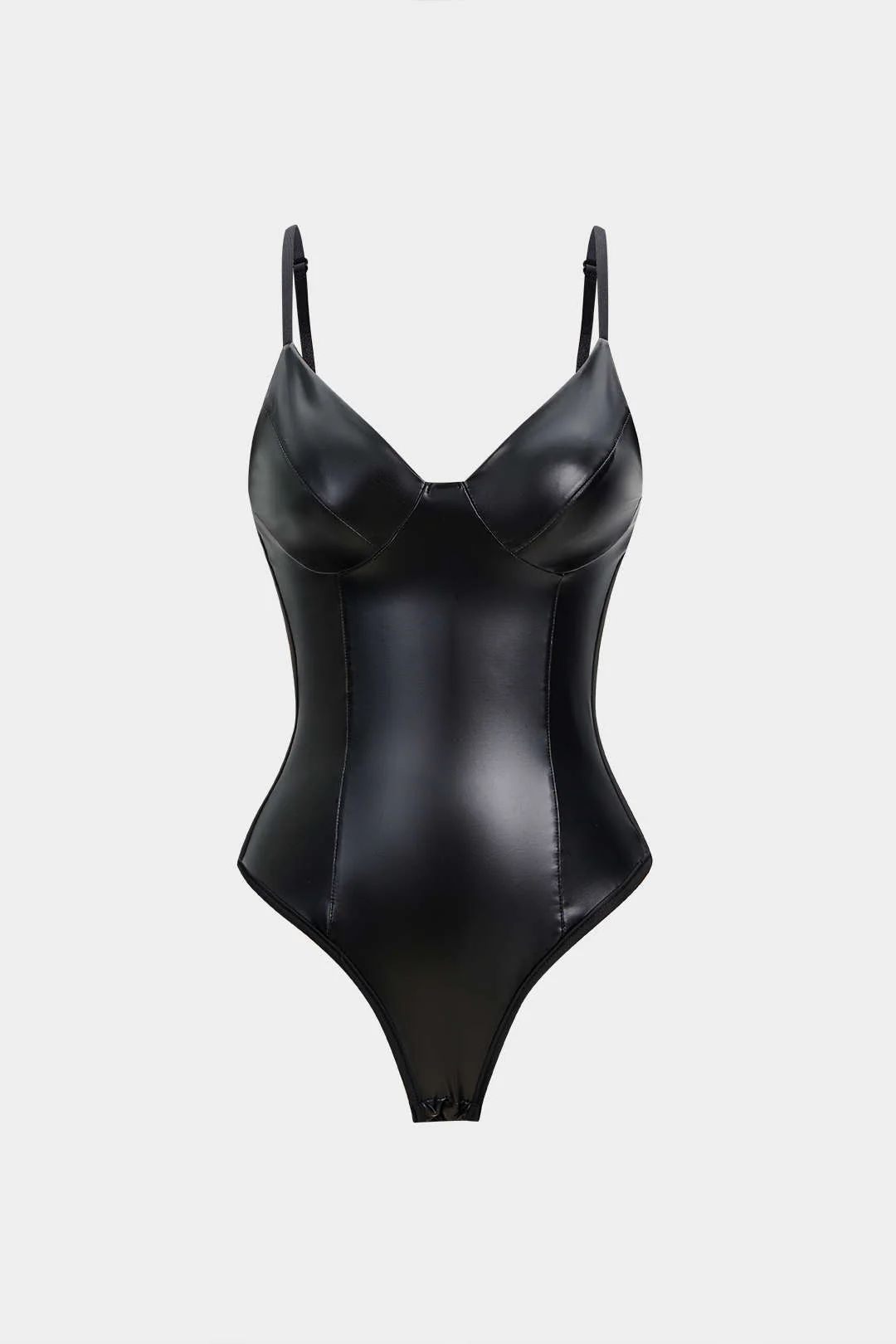 Faux Leather Patchwork Slip Sleeveless Bodysuit
