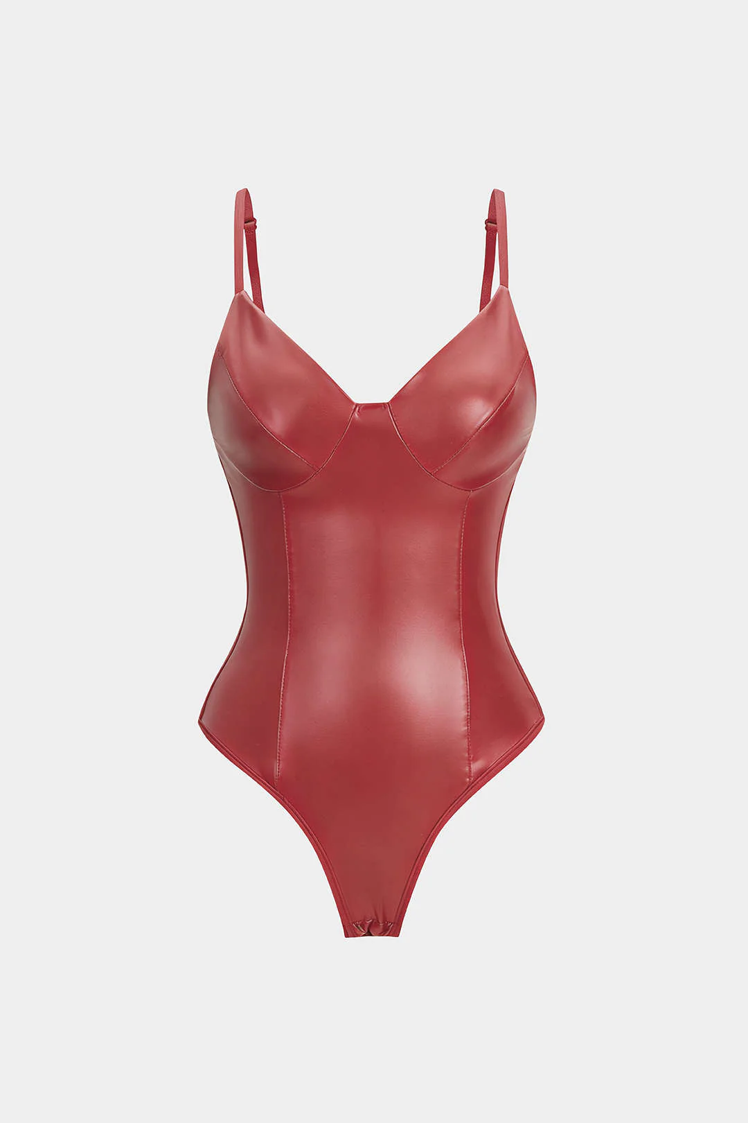 Faux Leather Patchwork Slip Sleeveless Bodysuit - Image 7