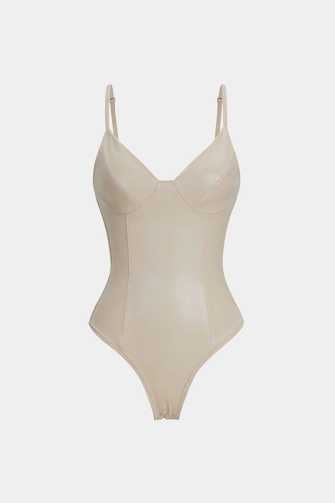 Faux Leather Patchwork Slip Sleeveless Bodysuit - Image 8