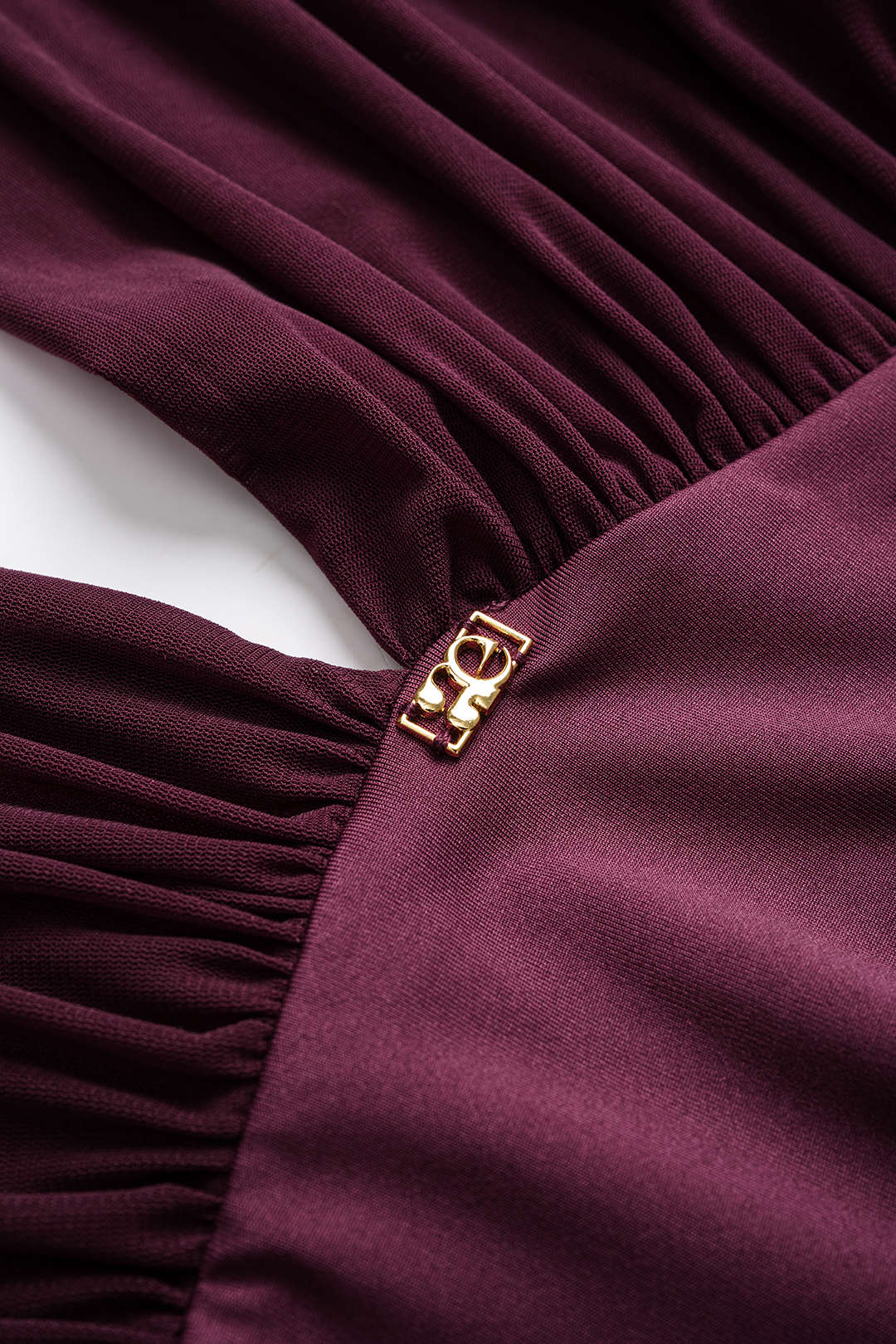 Mesh Ruched V-Neck Long Sleeve Bodysuit - Image 3