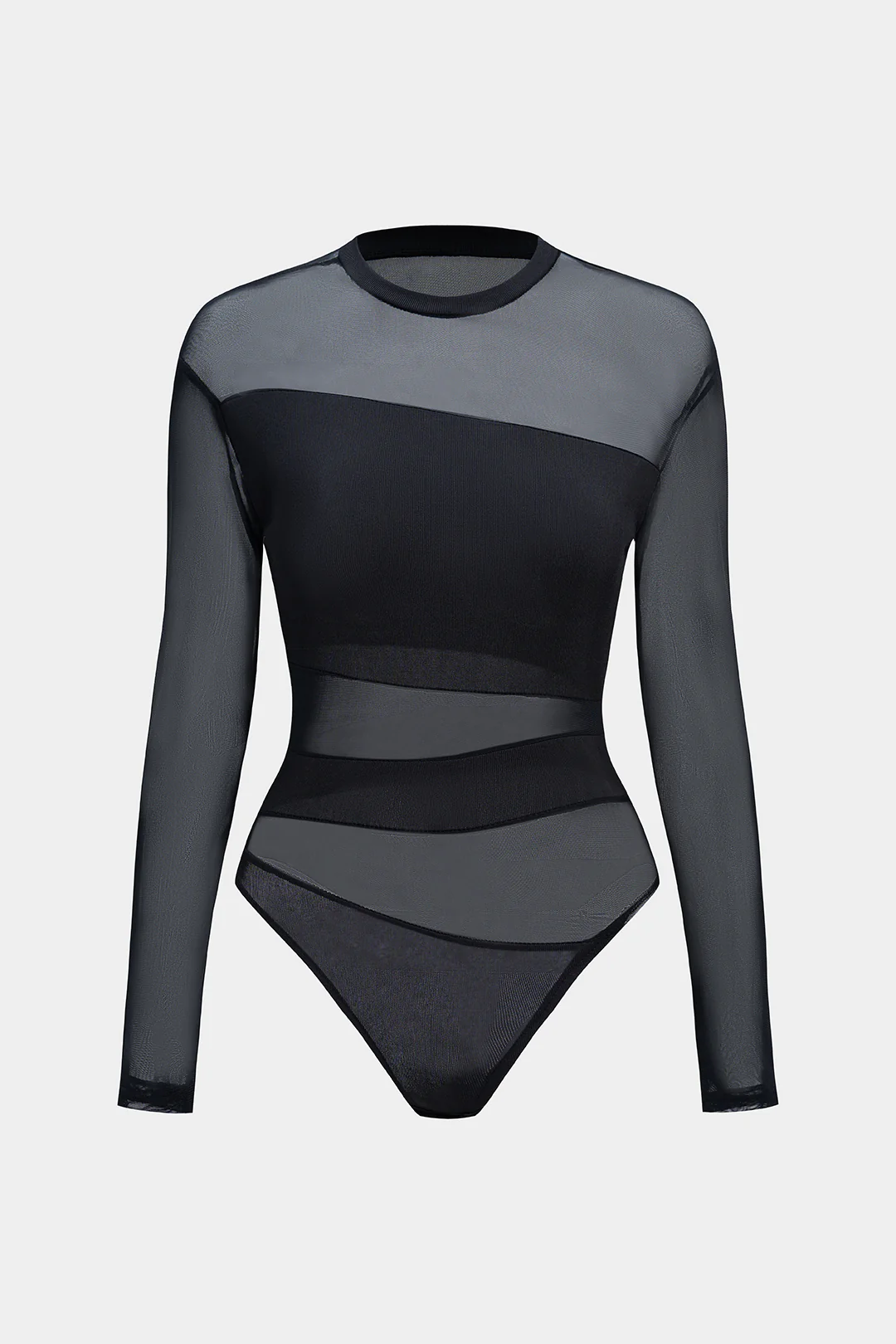 Sheer Mesh Cut Out Long Sleeve Bodysuit