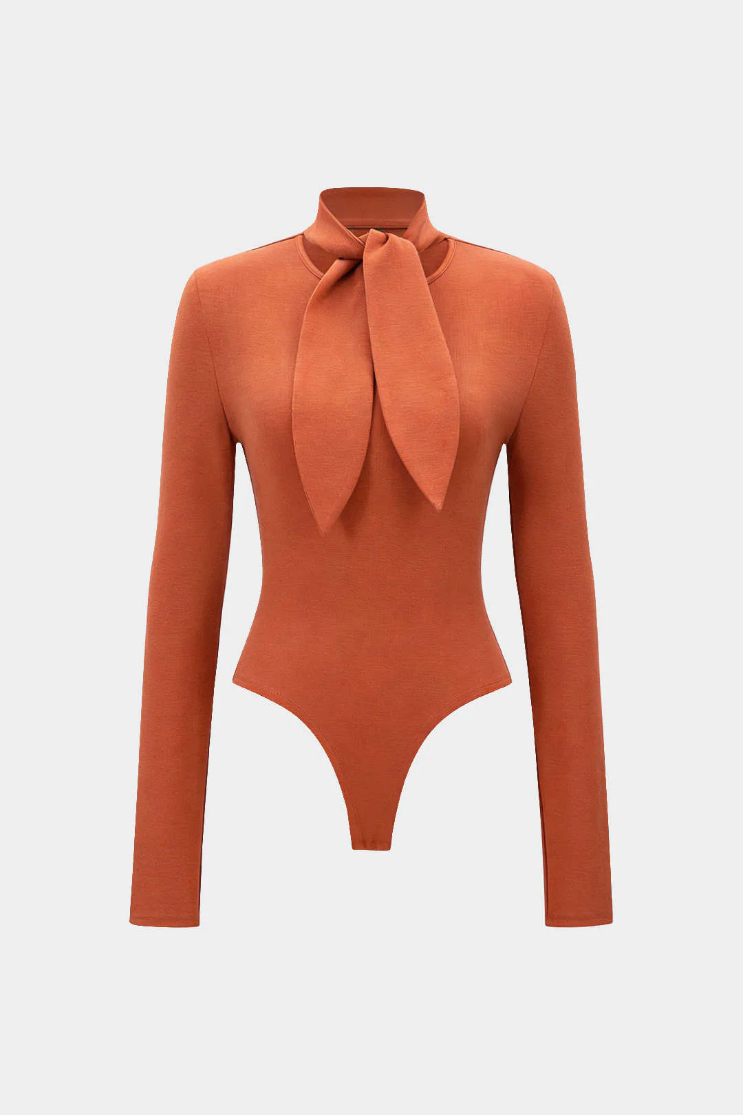 Round Neck Tie Front Long-Sleeve Bodysuit - Image 12