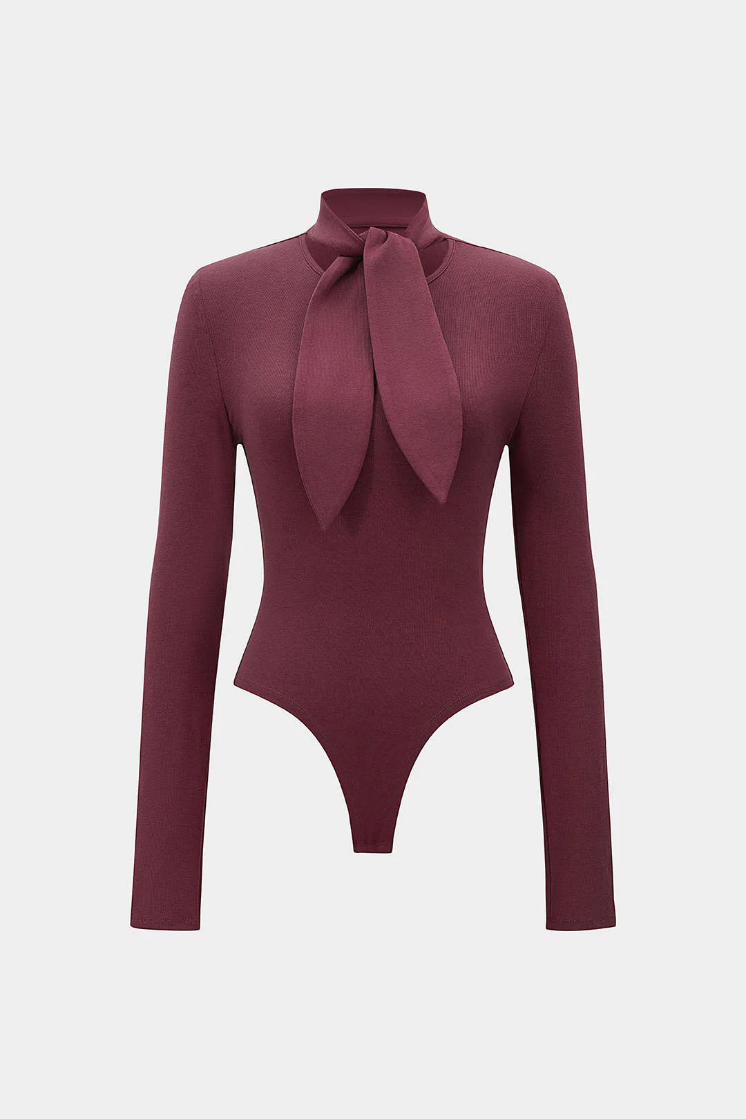 Round Neck Tie Front Long-Sleeve Bodysuit - Image 8