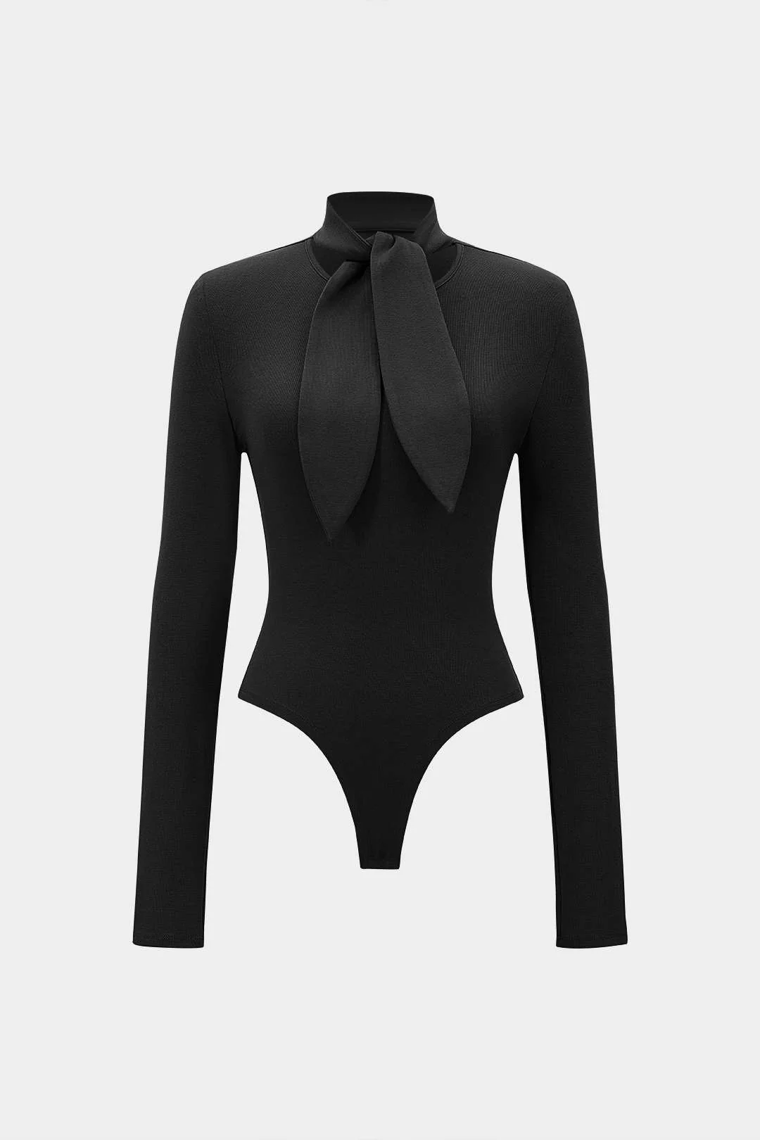 Round Neck Tie Front Long-Sleeve Bodysuit - Image 9