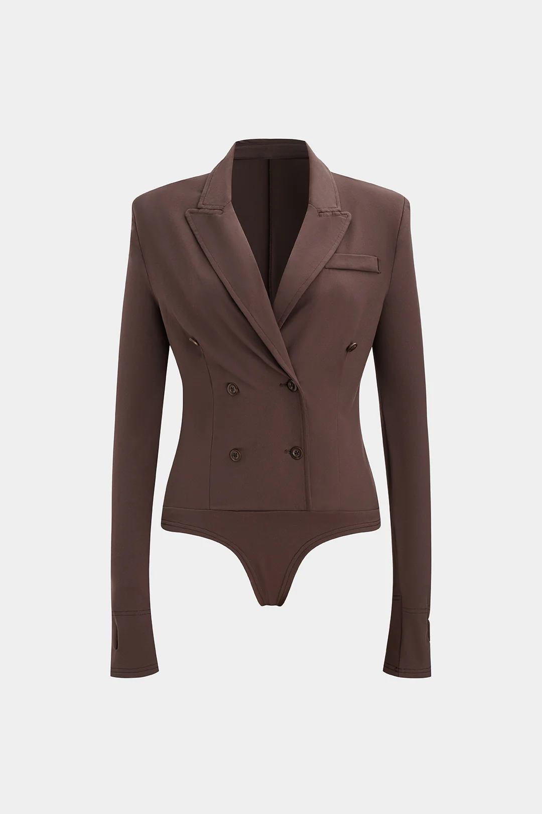 Solid Double-Breasted Long Sleeve Bodysuit