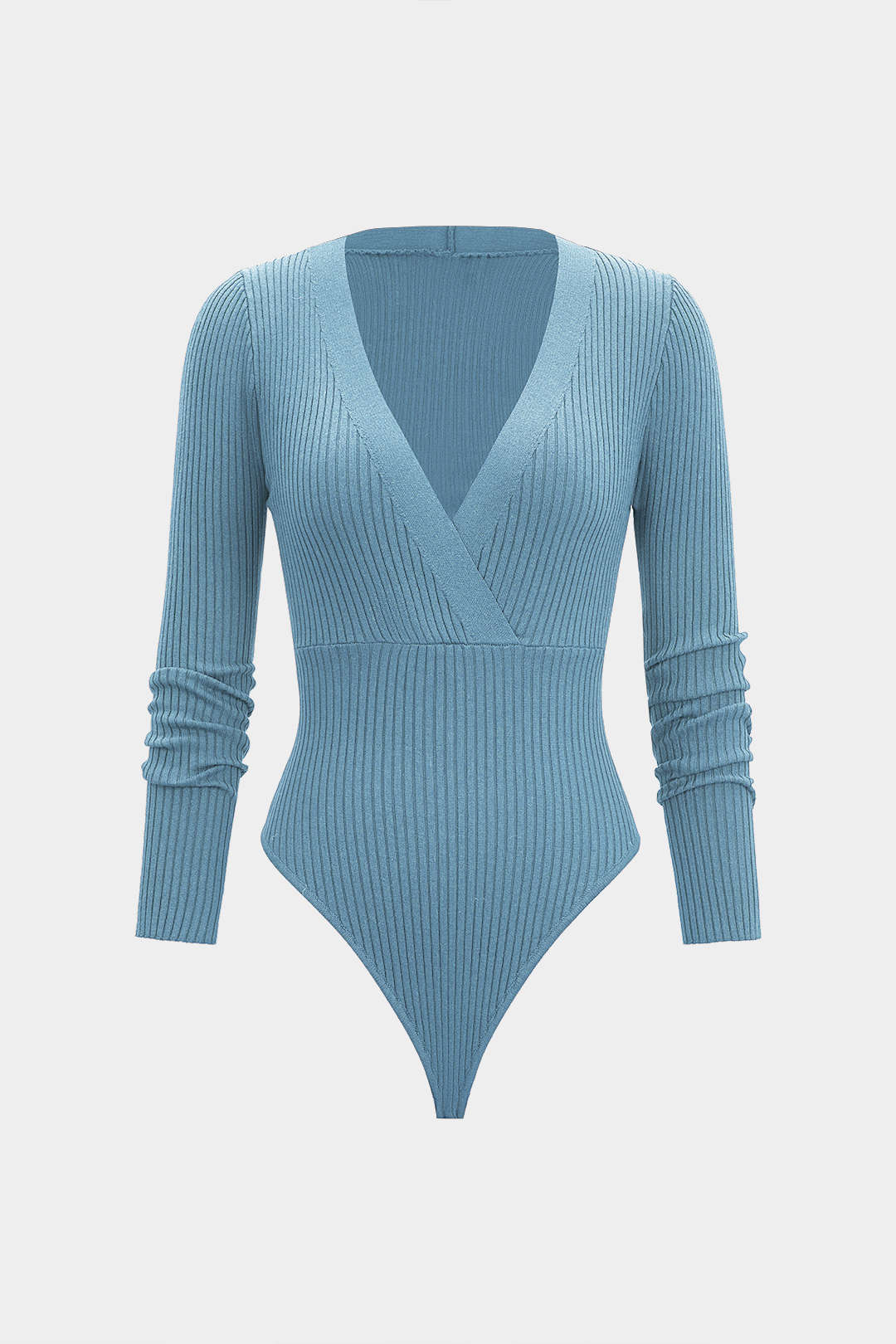Knit V-Neck Long Sleeve Bodysuit - Image 6