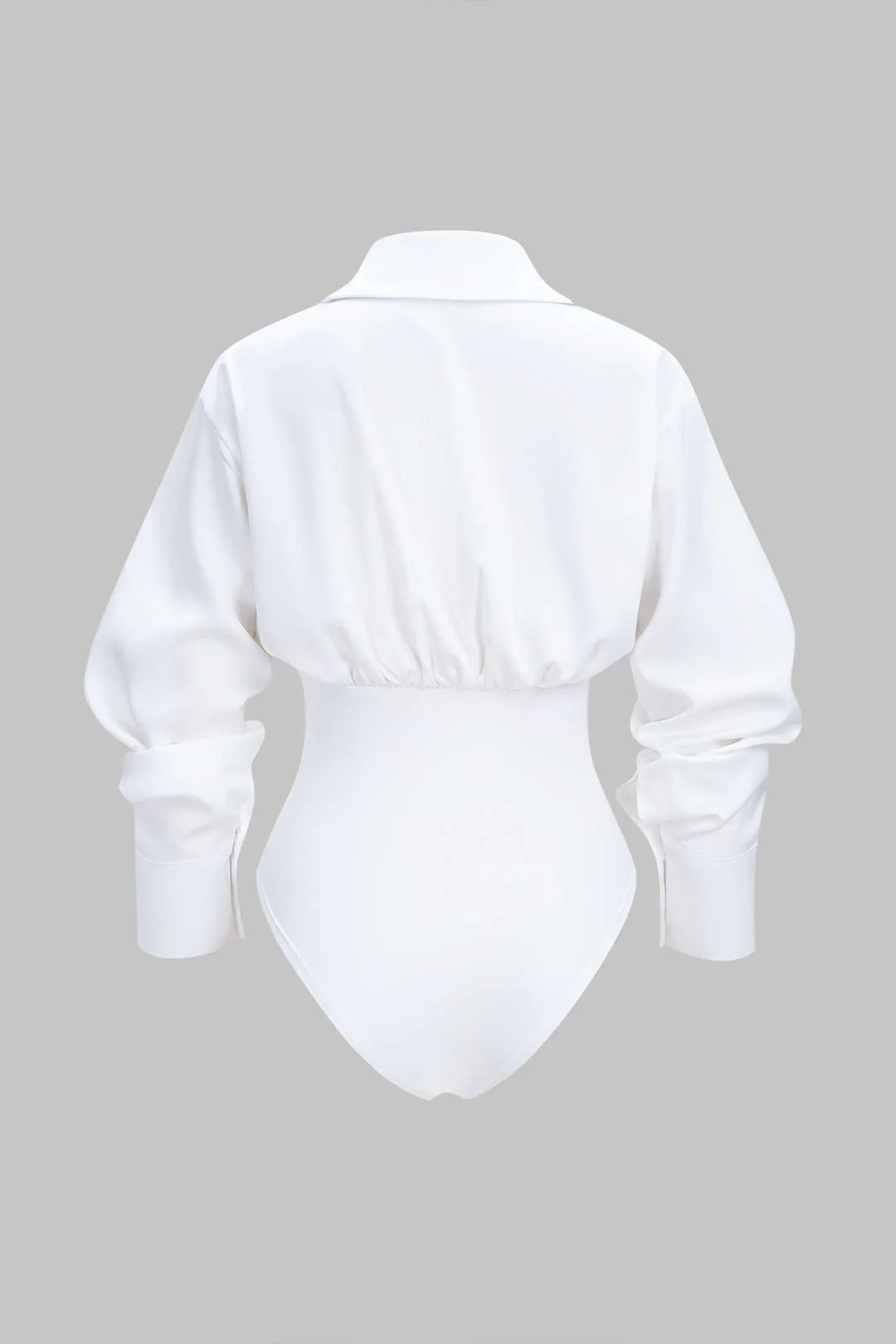 Solid Patchwork Long Sleeve Bodysuit - Image 2