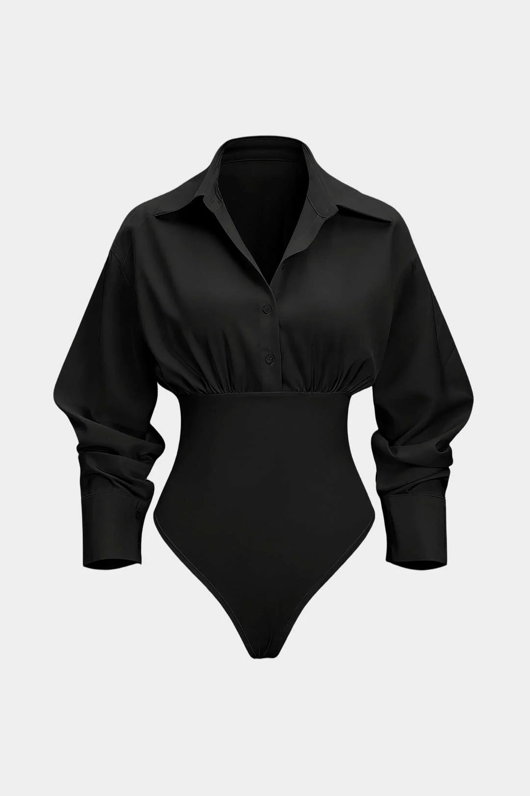 Solid Patchwork Long Sleeve Bodysuit - Image 6