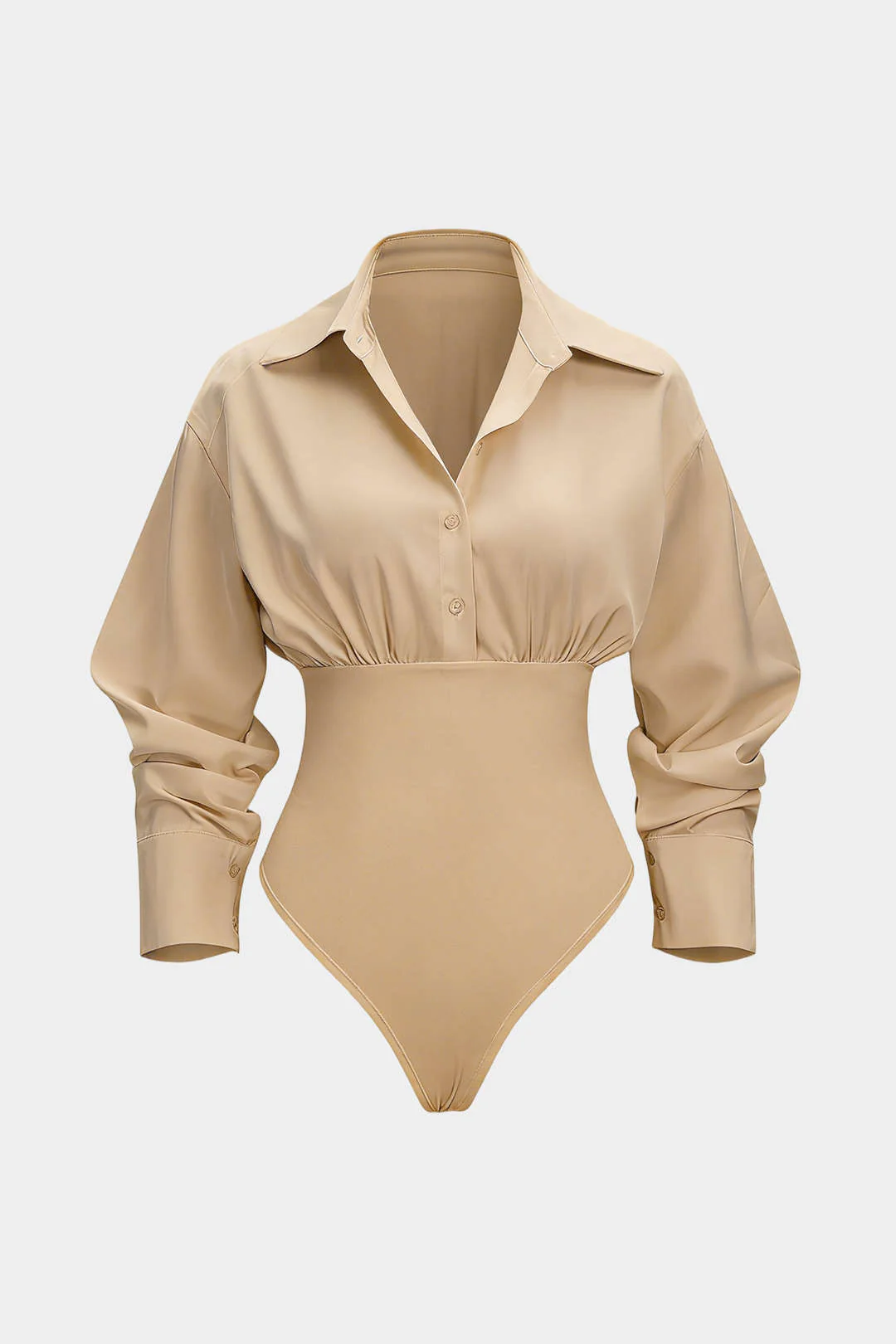 Solid Patchwork Long Sleeve Bodysuit - Image 7