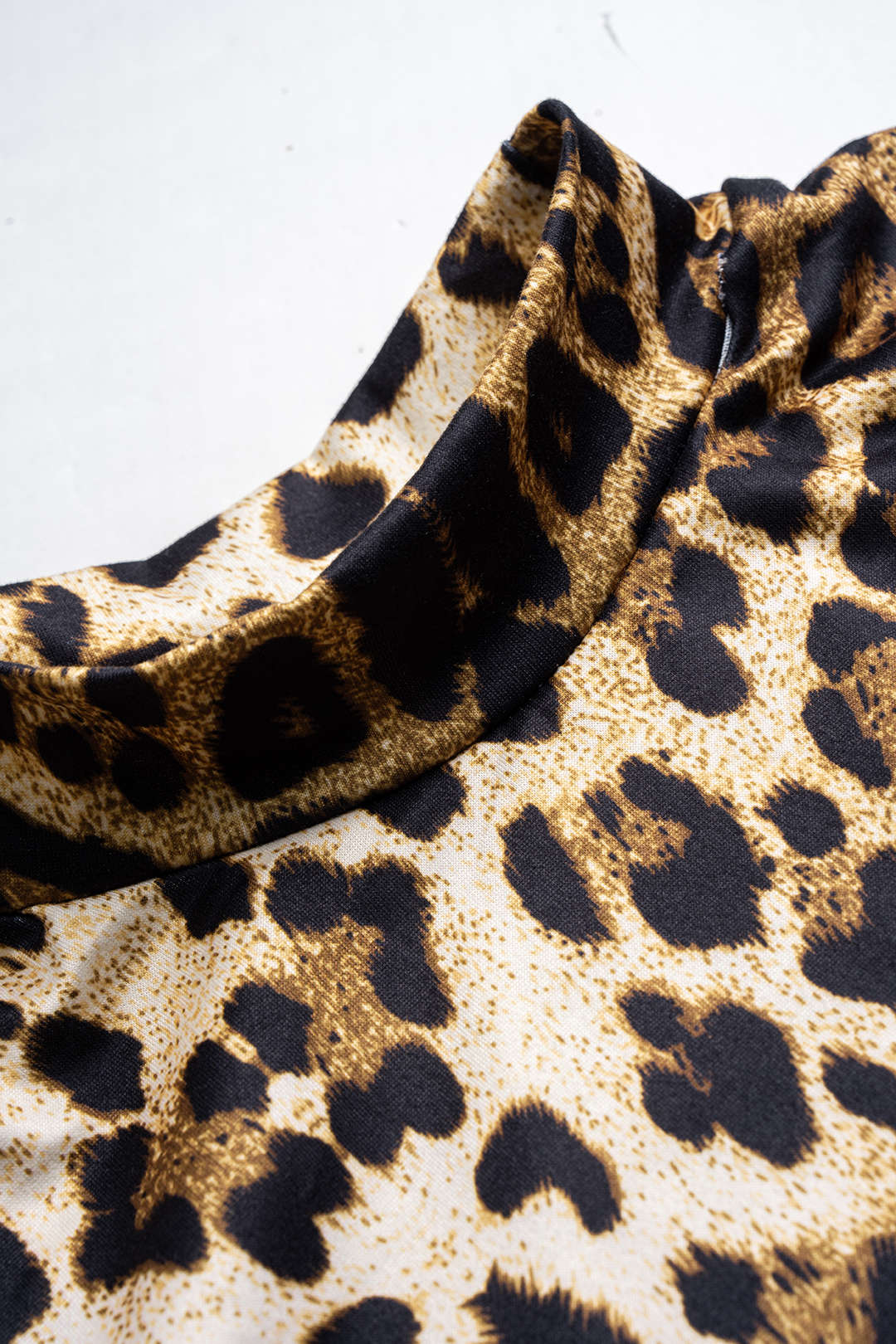 Leopard Print Mock Neck Long Sleeve Bodysuit - Image 3