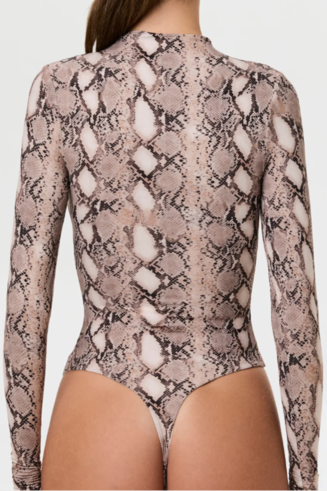 Snake Skin Print High Neck Long Sleeve Bodysuit - Image 2