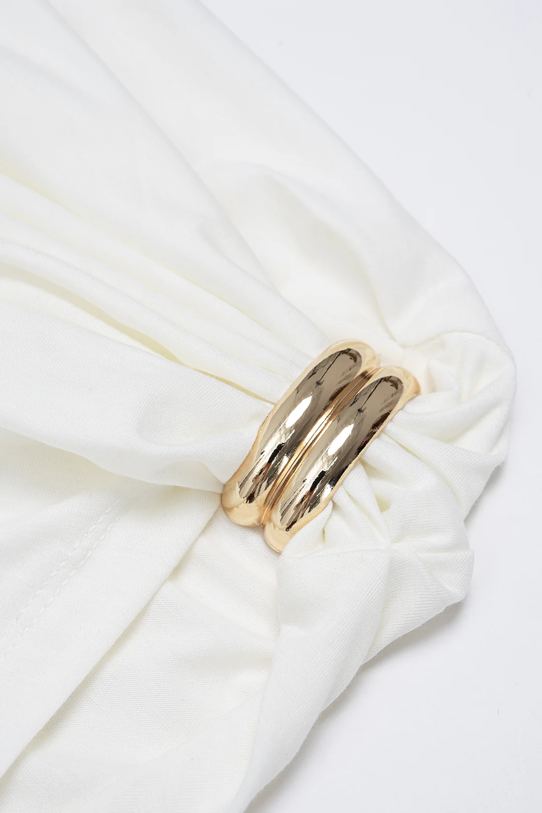 Metallic Decor One Shoulder Ruched Short Sleeve T-Shirt - Image 3
