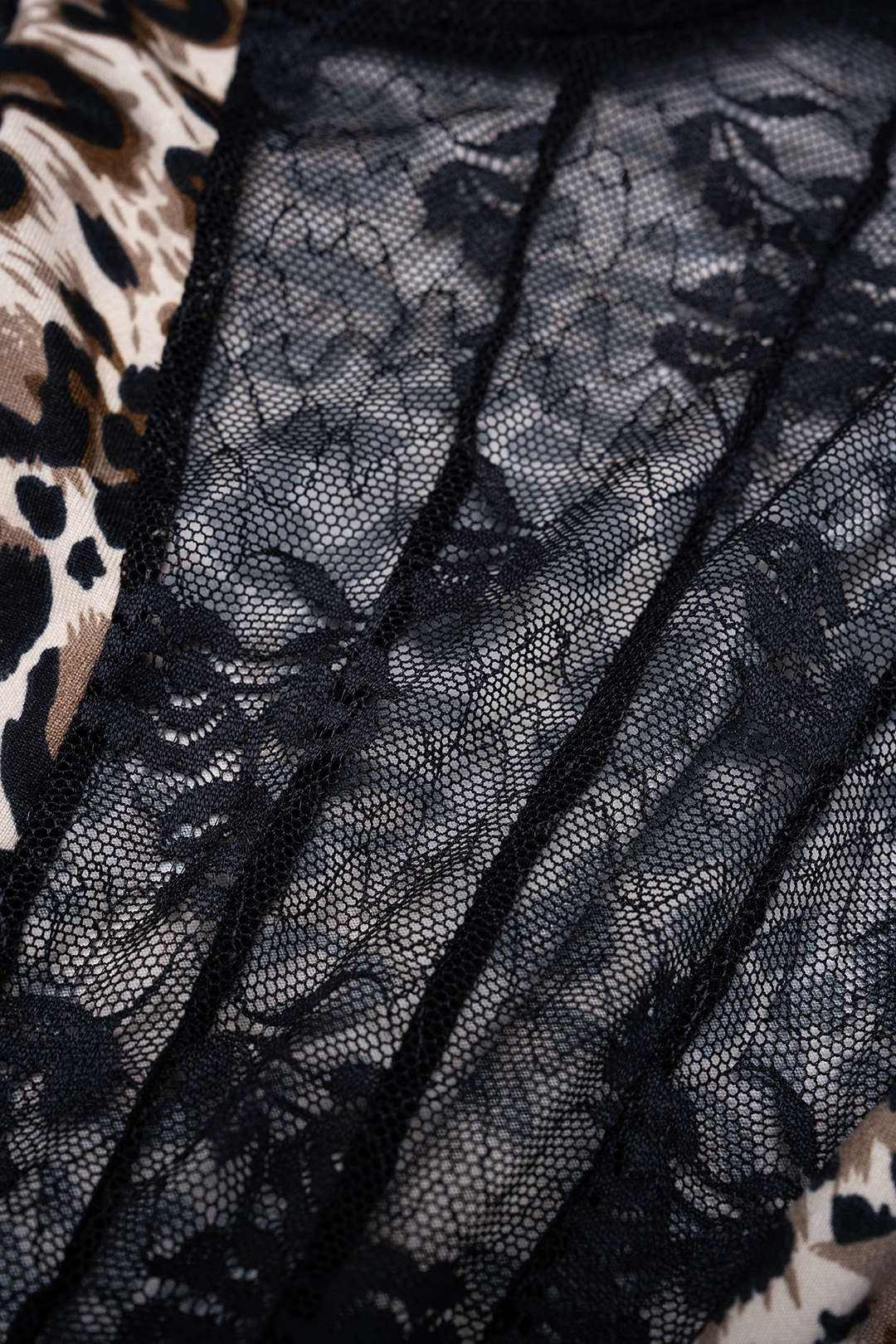 Leopard Print Sheer Lace Trim Sleeveless Bodysuit - Image 5