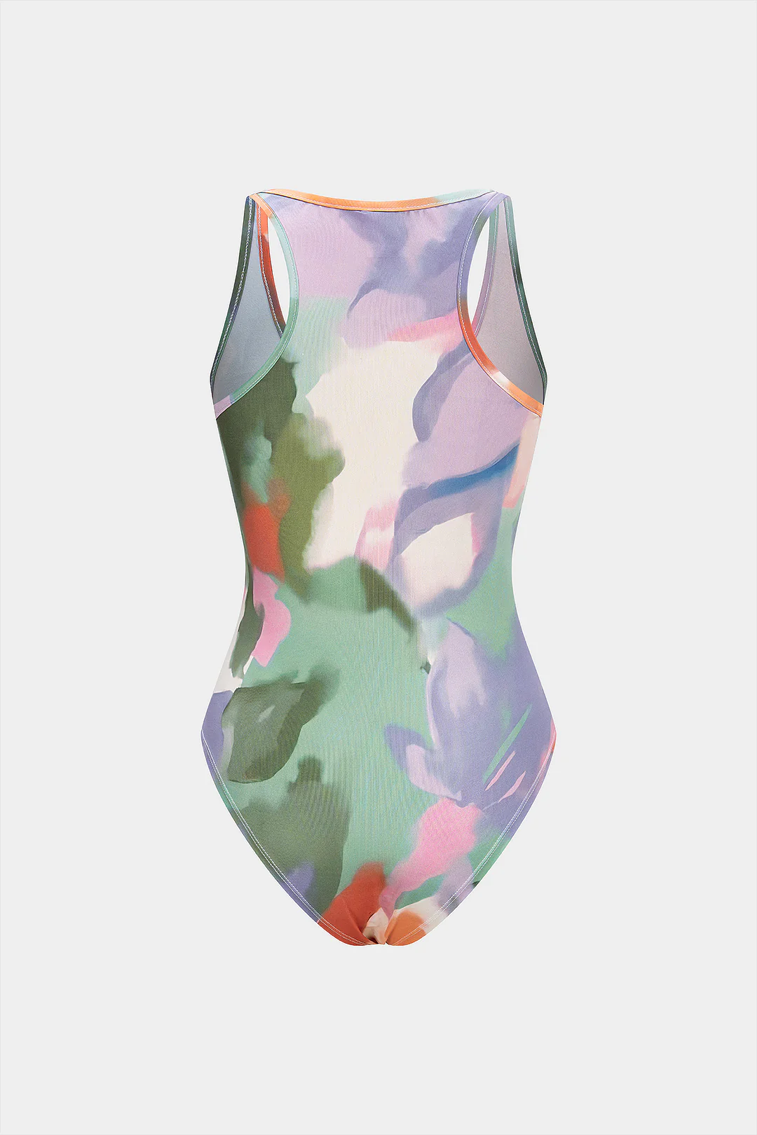 Watercolor Print Round Neck Sleeveless Bodysuit - Image 2