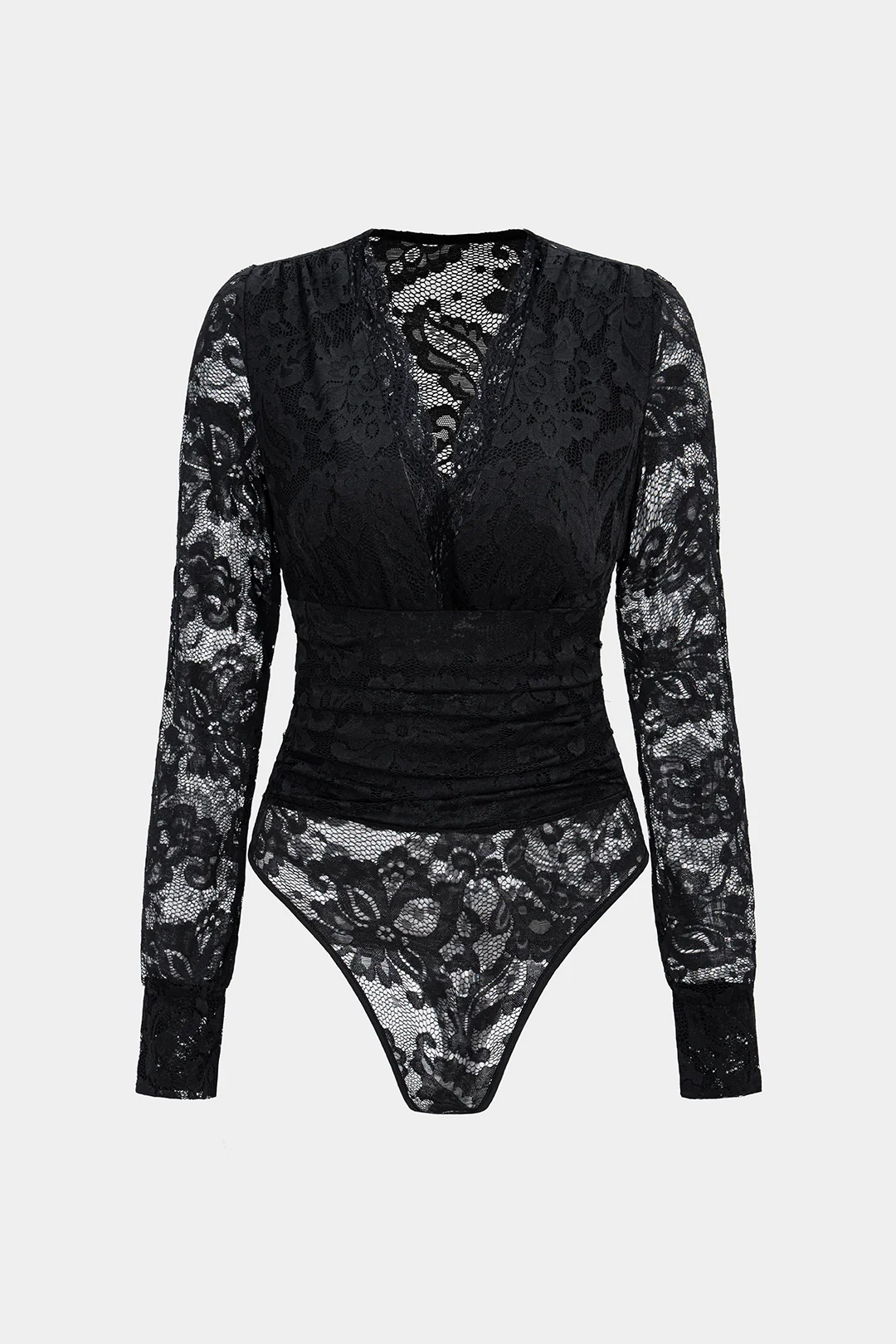 Lace V-Neck Long Sleeve Bodysuit